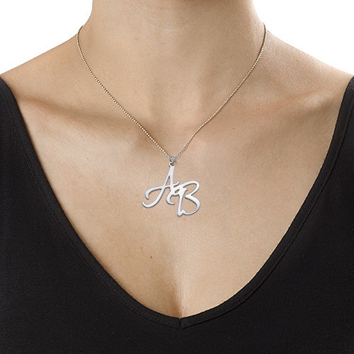 Two Initial Necklace in Sterling Silver - All Birthstone&trade;