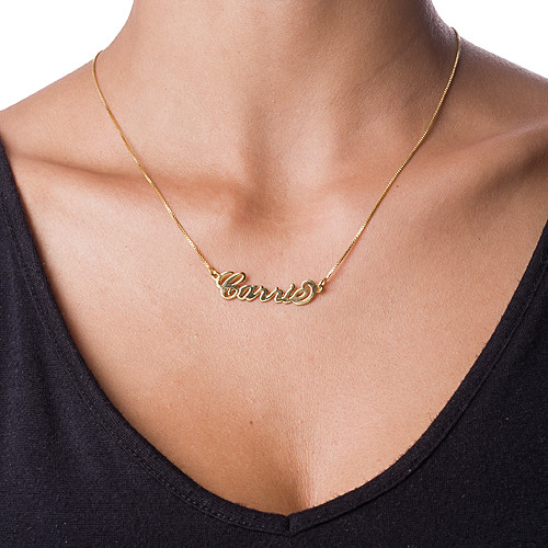 Small 18ct Gold-Plated Silver Carrie Name Necklace - All Birthstone&trade;