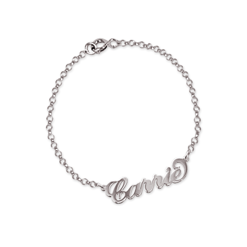 Sterling Silver &quot;Carrie&quot; Name Bracelet / Anklet - All Birthstone&trade;
