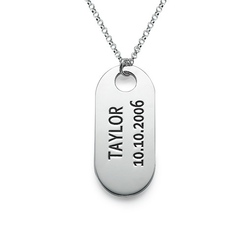 Sterling Silver ID Tag Necklace - All Birthstone&trade;