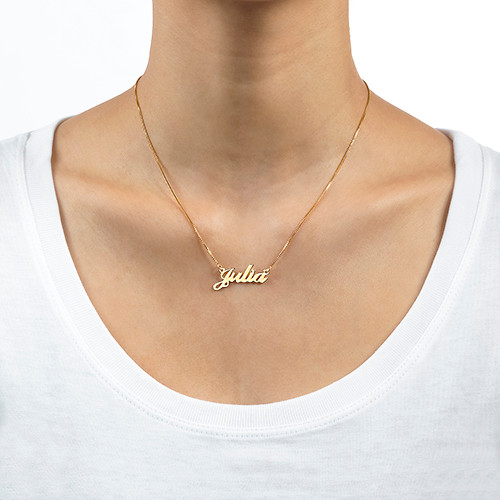 Small 18ct Gold-Plated Silver Classic Name Necklace - All Birthstone&trade;