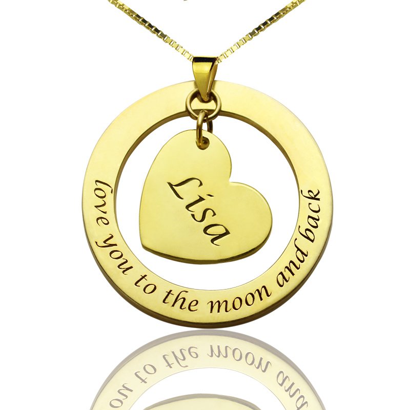Personalised Promise Necklace with Name  Phrase 18ct Gold Plated - All Birthstone&trade;