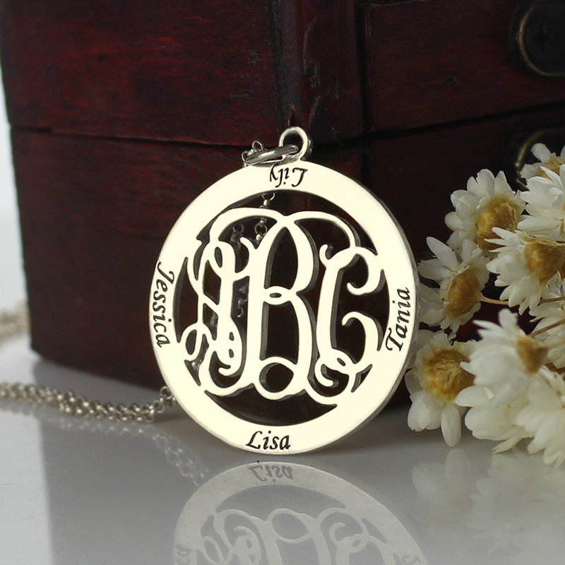 Personalised Family Monogram Name Necklace Sterling Silver - All Birthstone&trade;