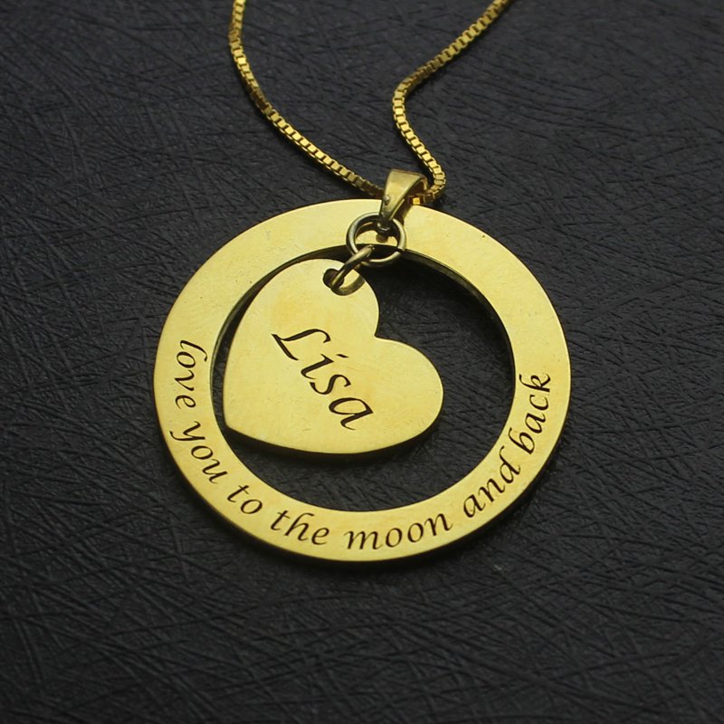 Personalised Promise Necklace with Name  Phrase 18ct Gold Plated - All Birthstone&trade;