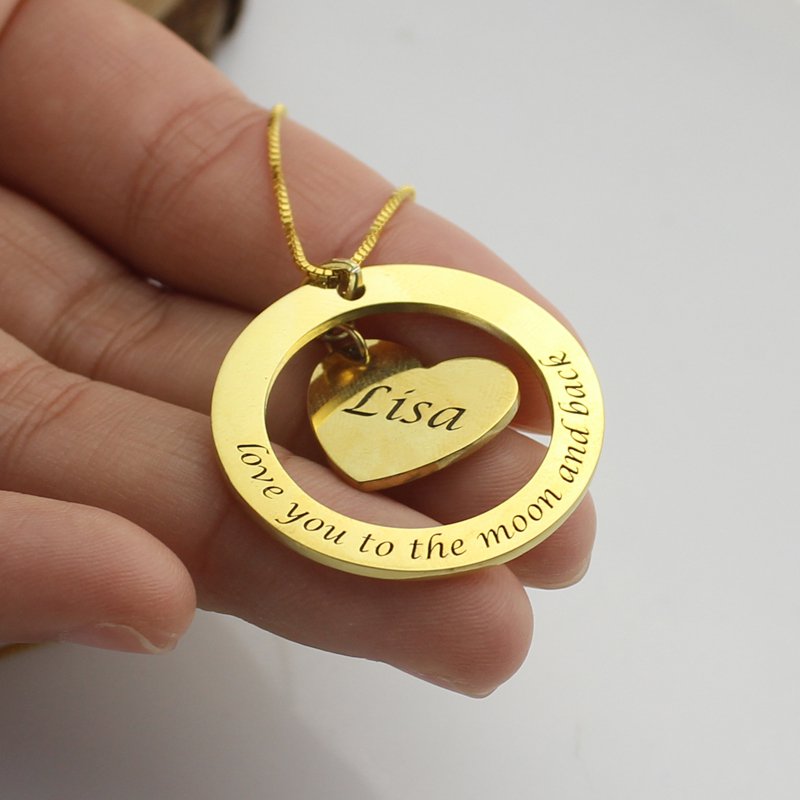 Personalised Promise Necklace with Name  Phrase 18ct Gold Plated - All Birthstone&trade;