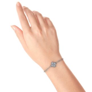 Sterling Silver Four Leaf Heart Clover Bracelet - All Birthstone&trade;
