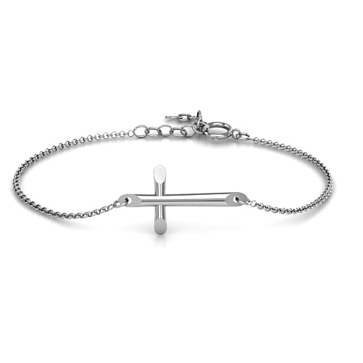 Personalised Sterling Silver Modern Cross Bracelet - All Birthstone&trade;