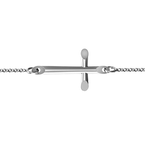 Personalised Sterling Silver Modern Cross Bracelet - All Birthstone&trade;