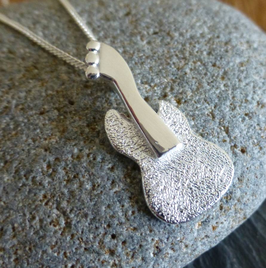 Silver Guitar Pendant And Chain - All Birthstone&trade;